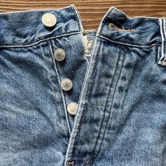 Free People Blue Distressed Jean Shorts - Picture 4 of 5